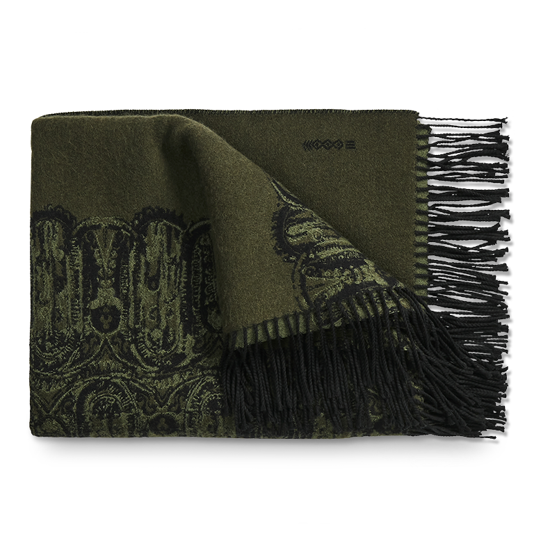 de Le Cuona | Samurai River Wool Throw – Moss