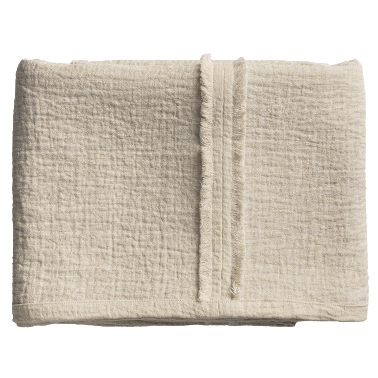 de Le Cuona | Sashiko Bed Throw with Fringe Detail – Calico