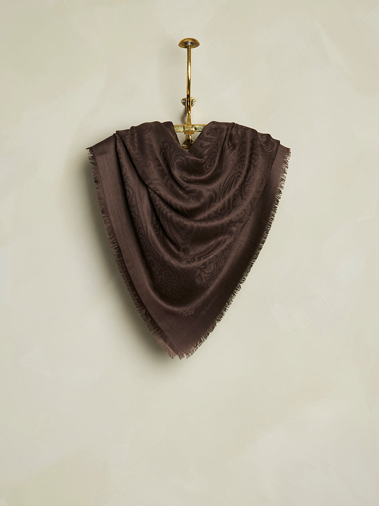 de Le Cuona | Silk & Alpaca Paisley Bandana – Aubergine