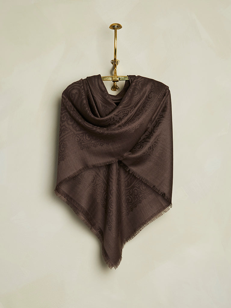de Le Cuona | Silk & Alpaca Paisley Bandana – Aubergine