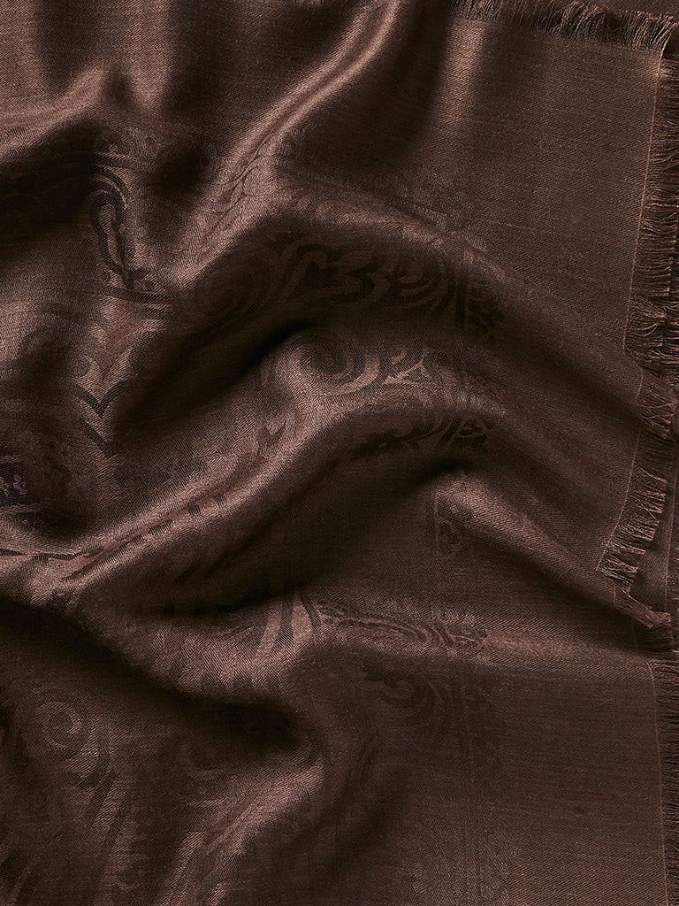 de Le Cuona | Silk & Alpaca Paisley Bandana – Aubergine