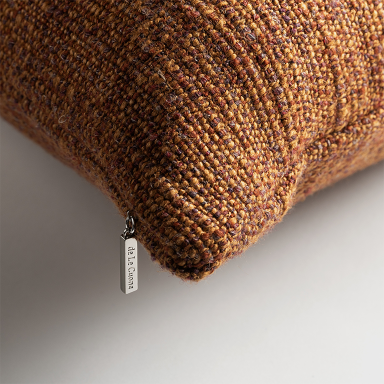 de Le Cuona | Strata Cushion with Fringe Detail – Ember
