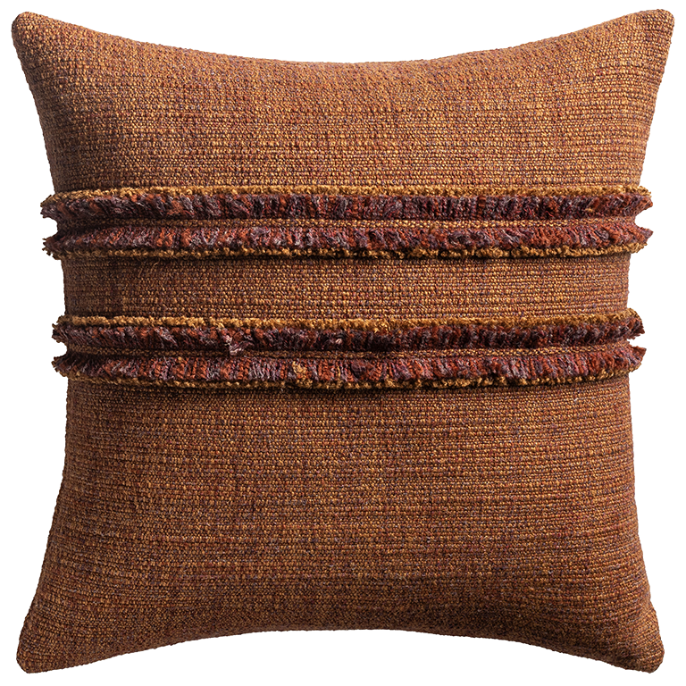 de Le Cuona | Strata Cushion with Fringe Detail – Ember