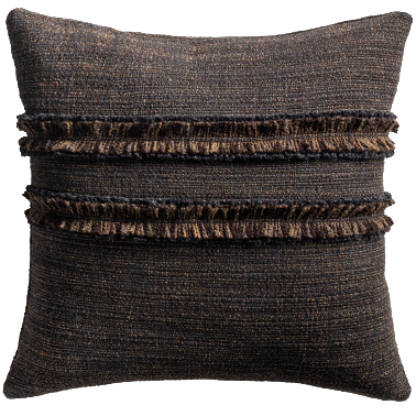 de Le Cuona | Strata Cushion with Fringe Detail – Granite