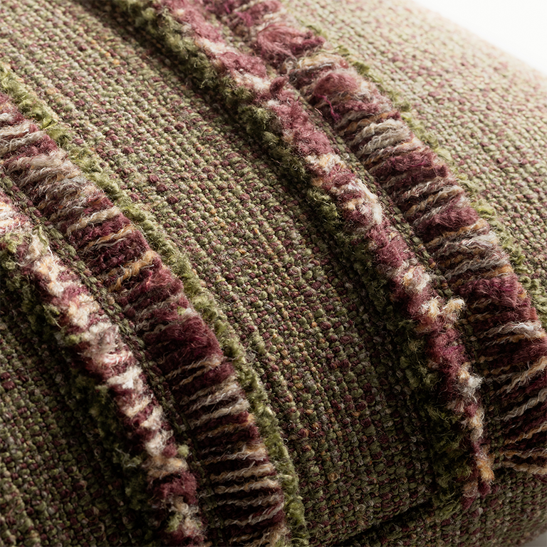 de Le Cuona | Strata Cushion with Fringe Detail – Palm