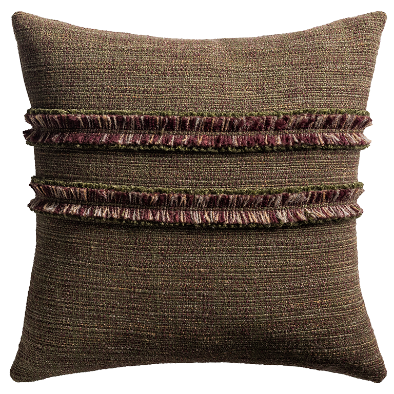 de Le Cuona | Strata Cushion with Fringe Detail – Palm