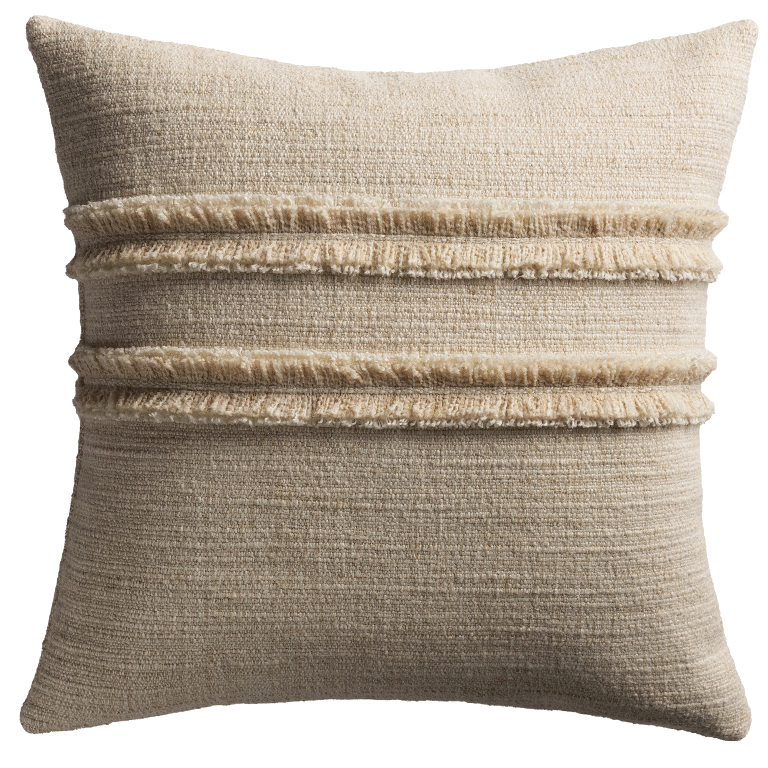 de Le Cuona | Strata Cushion with Fringe Detail – Pampas