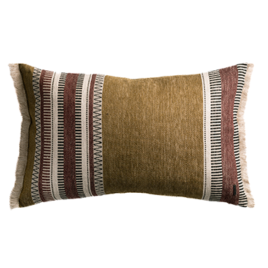 de Le Cuona | Striped Linen Cushion – Olive