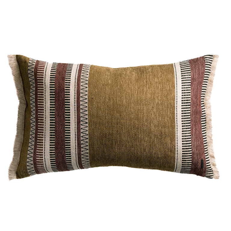 de Le Cuona | Striped Linen Cushion – Olive