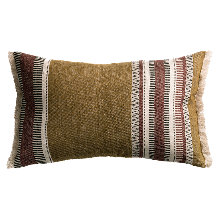de Le Cuona | Striped Linen Cushion – Olive