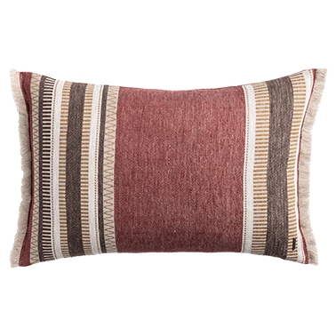 de Le Cuona Striped Linen Cushion – Berry Berry