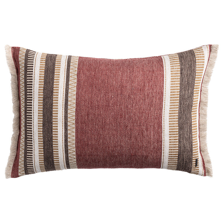 de Le Cuona Striped Linen Cushion – Berry