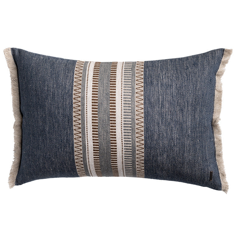 de Le Cuona Striped Linen Cushion – Juniper