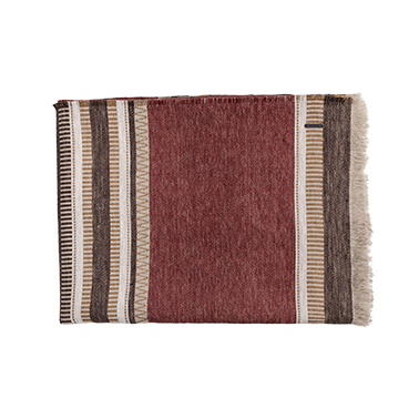 de Le Cuona Striped Linen Throw Berry