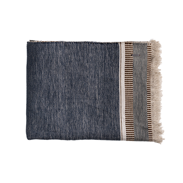 de Le Cuona Striped Linen Throw Juniper