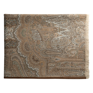 de Le Cuona | Victoria Throw with Fringe and Suede Edge – Antique Gold