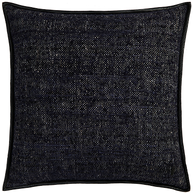 de Le Cuona | Wild Silk Cushion with Leather Trim – Navy