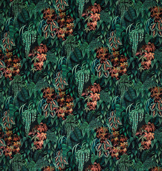 Osborne & Little | Green Wall Velvet fabric - F7677-01