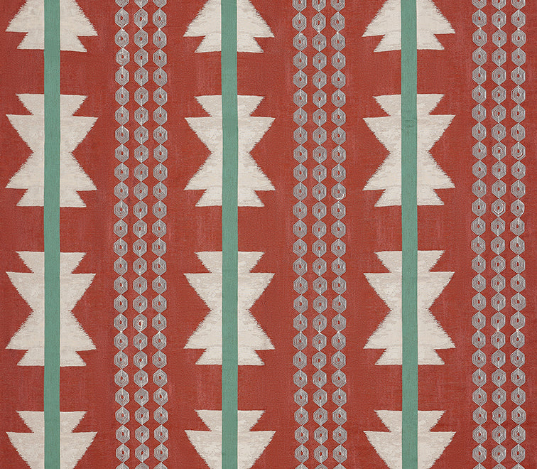 Osborne & Little | Chimayo fabric - Terracotta / Teal