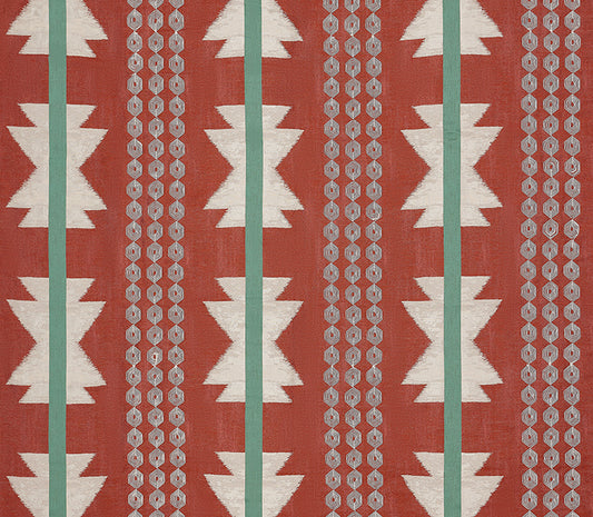 Osborne & Little | Chimayo fabric - Terracotta / Teal