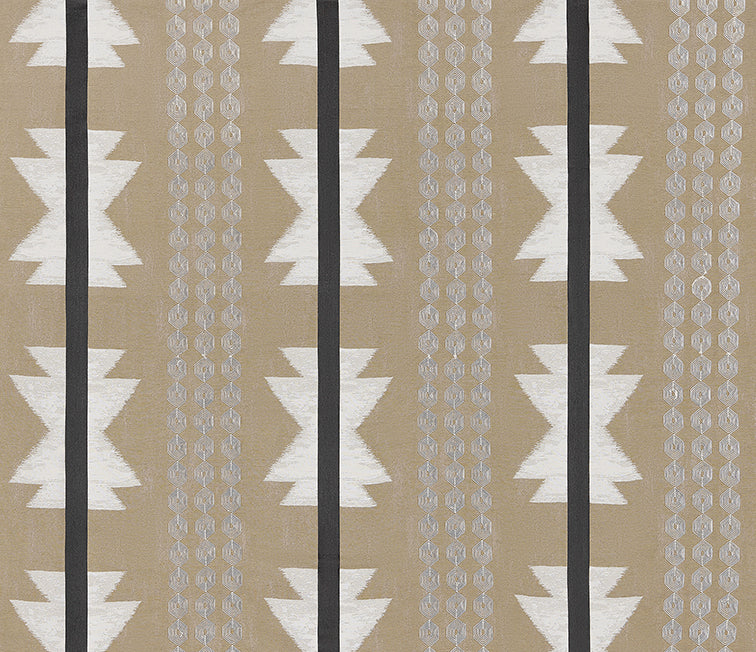 Osborne & Little | Chimayo fabric - Oatmeal / Charcoal