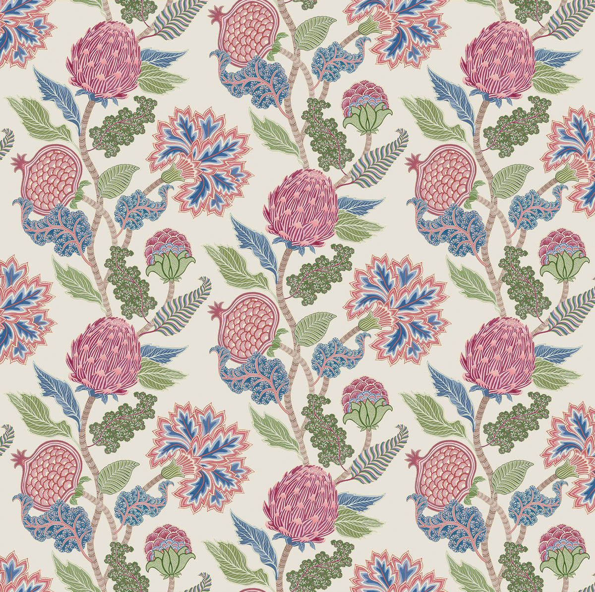 Osborne & Little | Cynara fabric - Raspberry / Cobalt