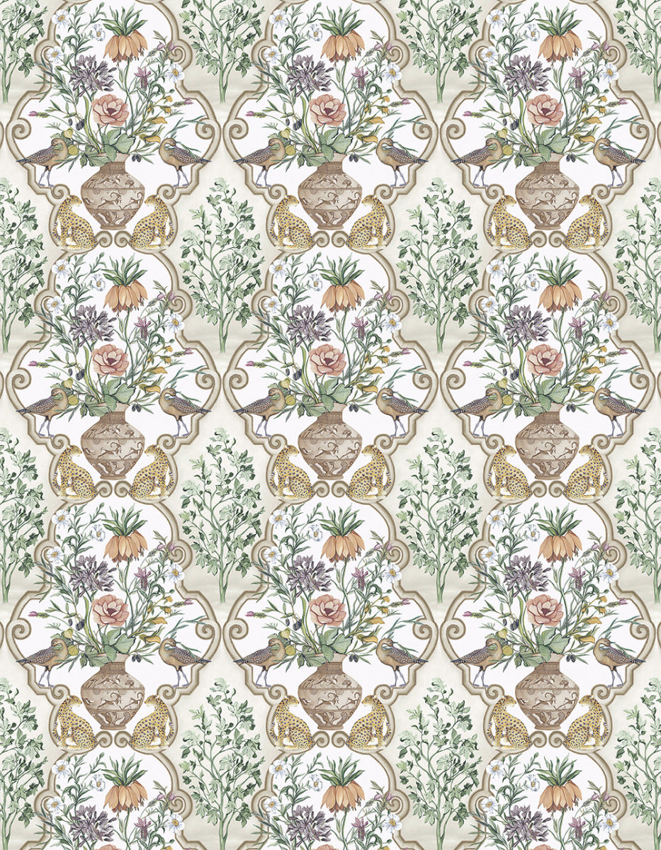 Osborne & Little | Sundara fabric - Linen / Coral