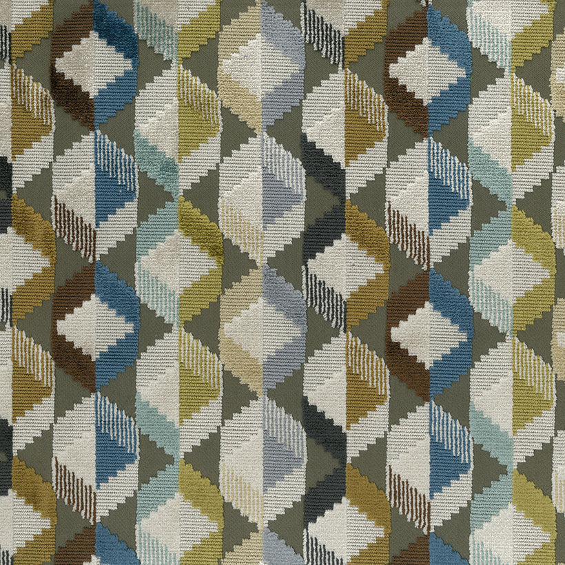 Osborne & Little | Freya fabric - Charcoal / Gold / Denim