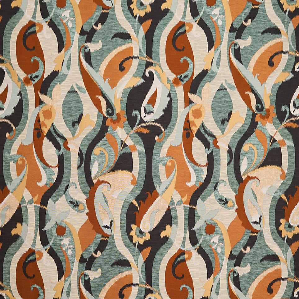 Osborne & Little | Castillo fabric - Aqua / Sienna