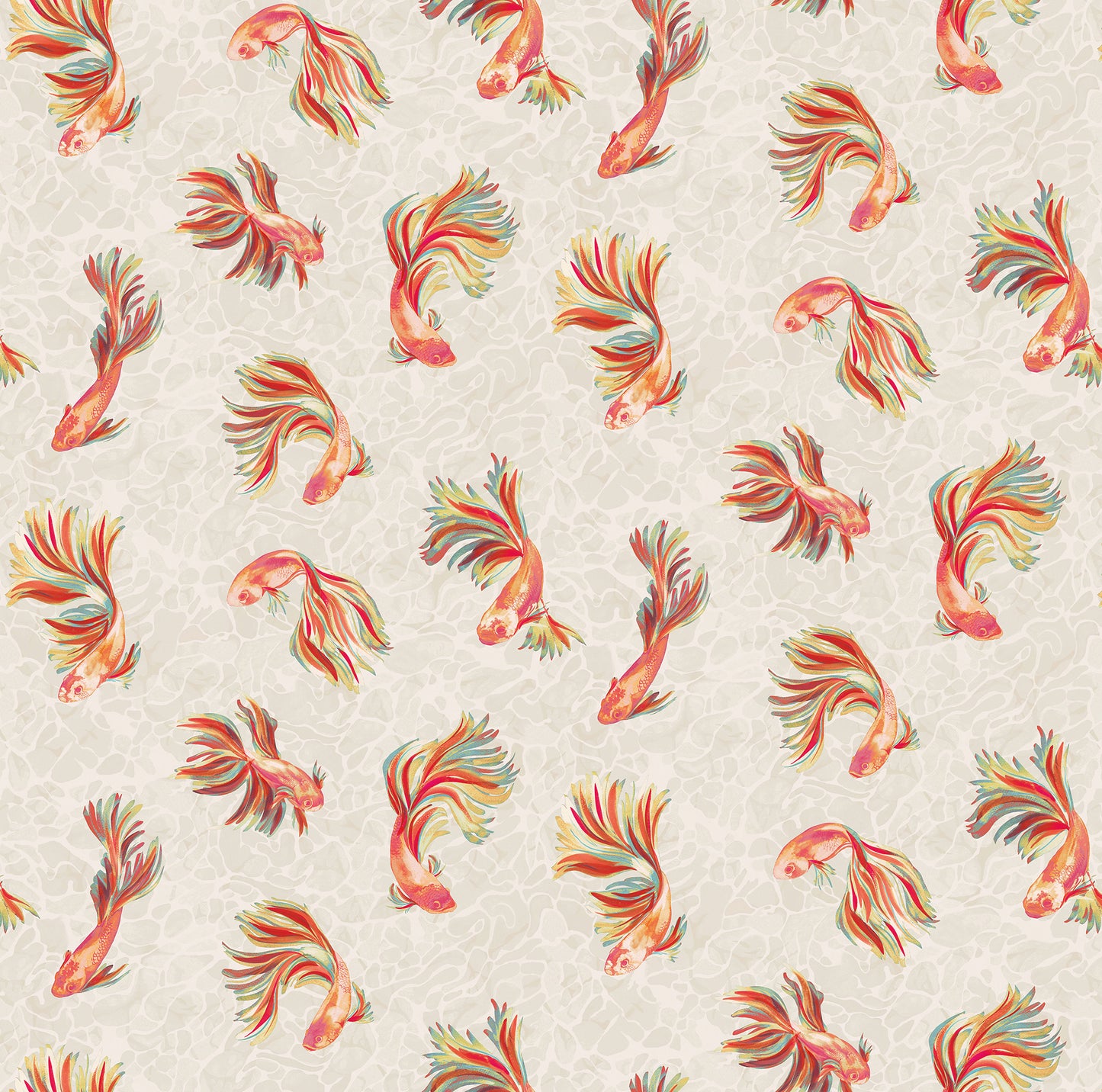 Osborne & Little | Aquaria fabric - Linen / Mandarin