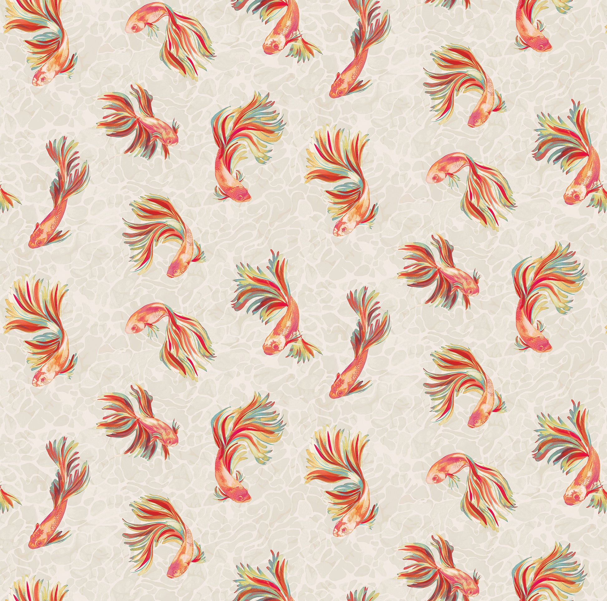Osborne & Little | Aquaria fabric - Linen / Mandarin