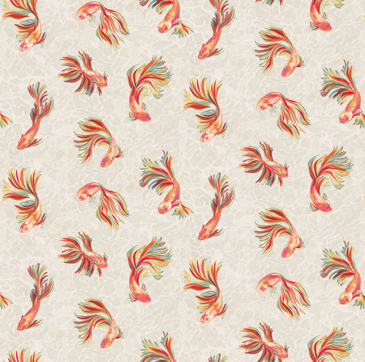 Osborne & Little | Aquaria fabric - Linen / Mandarin