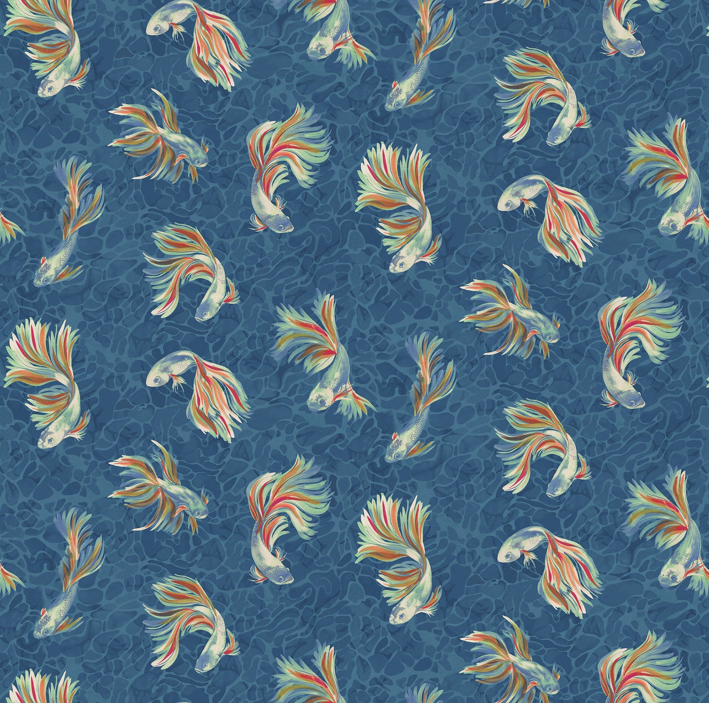 Osborne & Little | Aquaria fabric - Indigo / Coral
