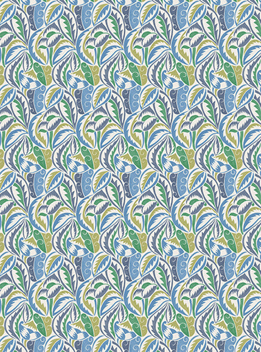 Osborne & Little | Dufy Leaf fabric - Indigo / Lime