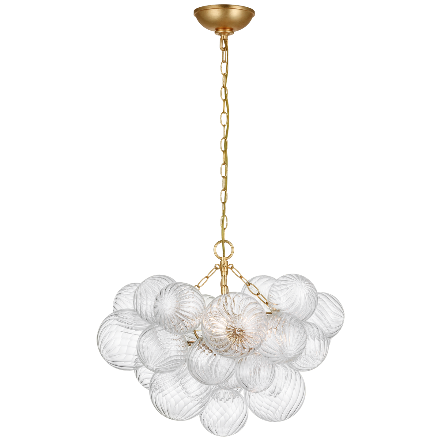 Talia Small Chandelier in Gild and Clear Swirled Glass