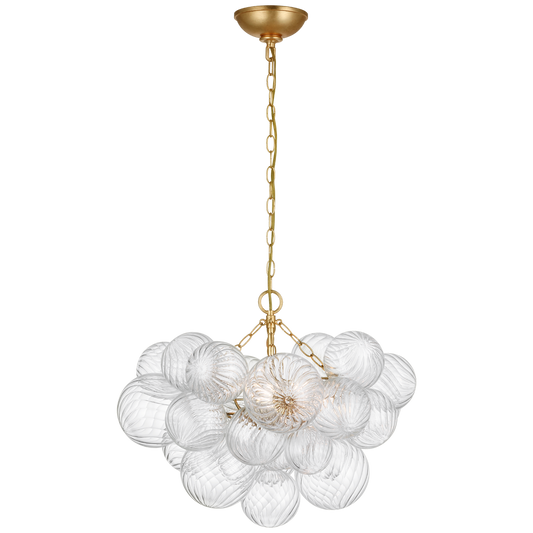 Talia Small Chandelier in Gild and Clear Swirled Glass