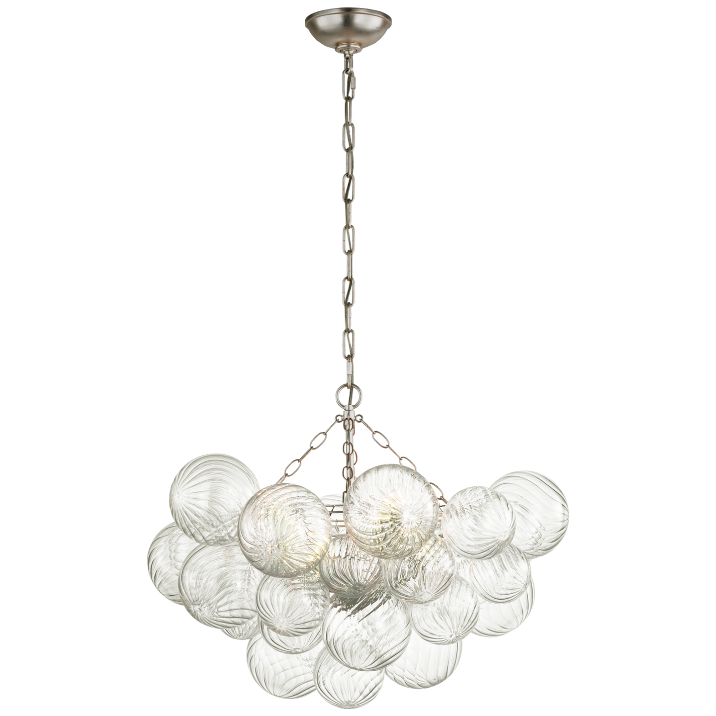 Talia Medium Chandelier - Burnished Silver Leaf and Clear Swirled Glass