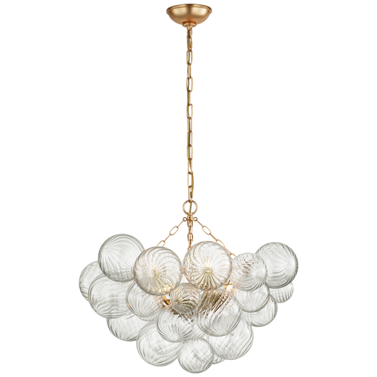 Talia Medium Chandelier - Gild and Clear Swirled Glass