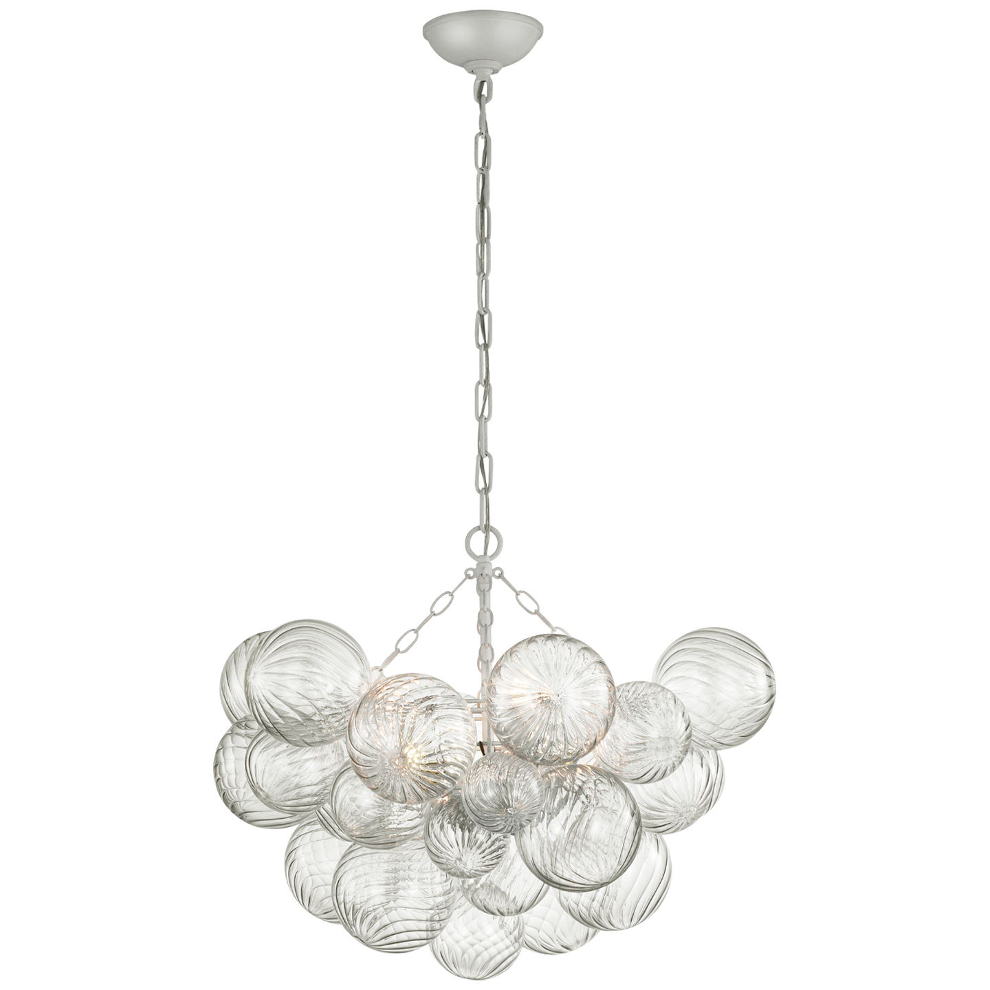Talia Medium Chandelier - Plaster White and Clear Swirled Glass