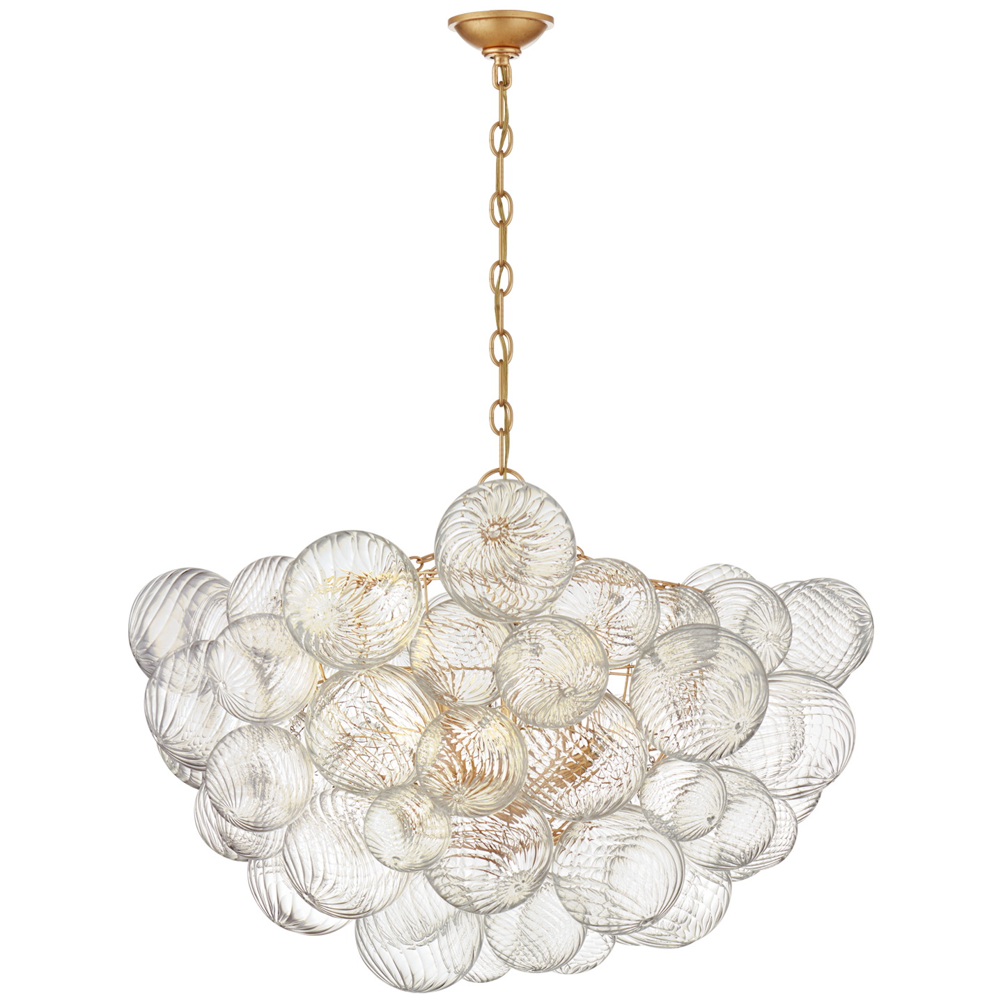 Talia Large Chandelier in Gild and Clear Swirled Glass