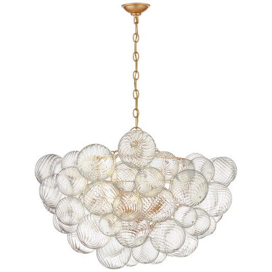 Talia Large Chandelier in Gild and Clear Swirled Glass