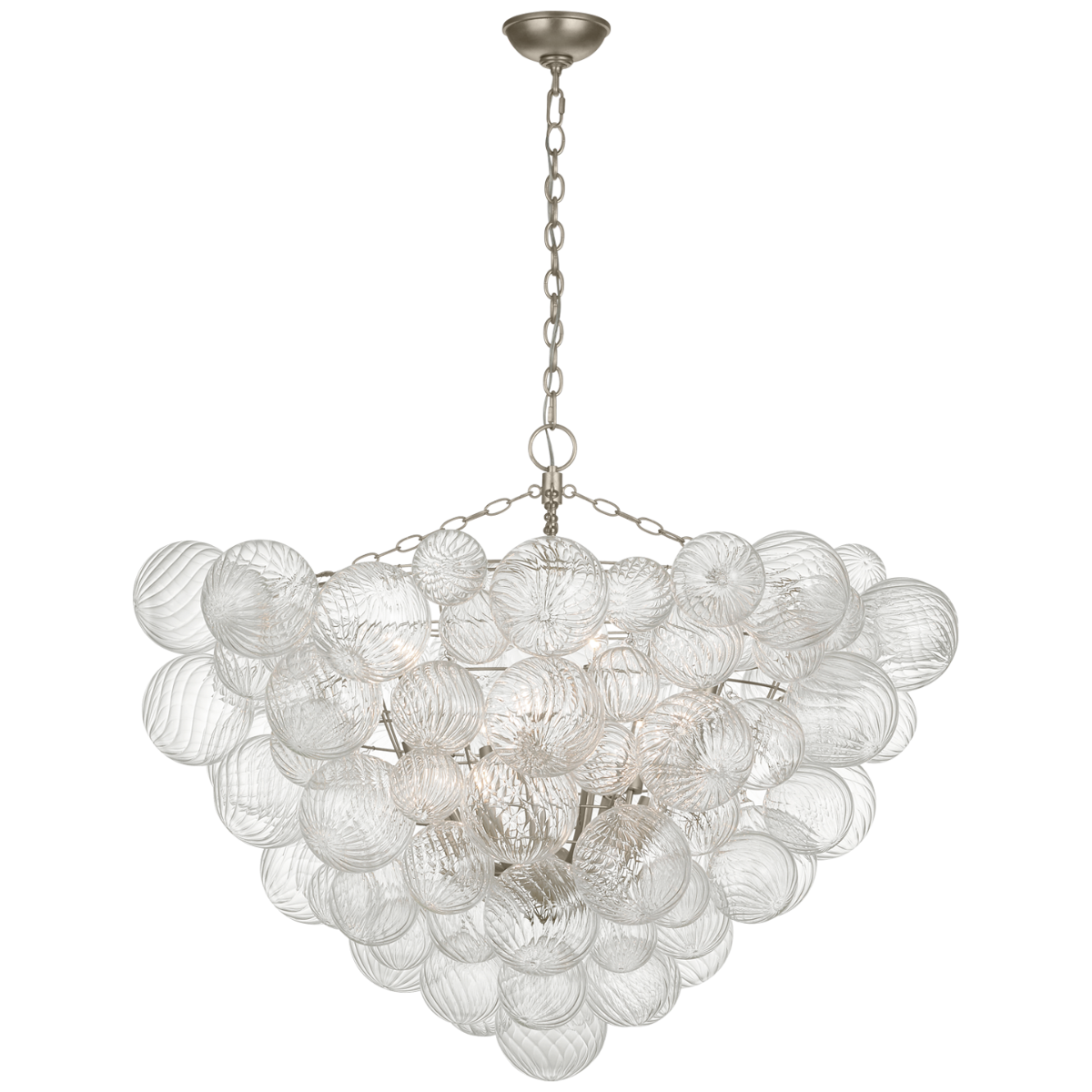 Talia 46 Chandelier - Burnished Silver Leaf and Clear Swirled Glass