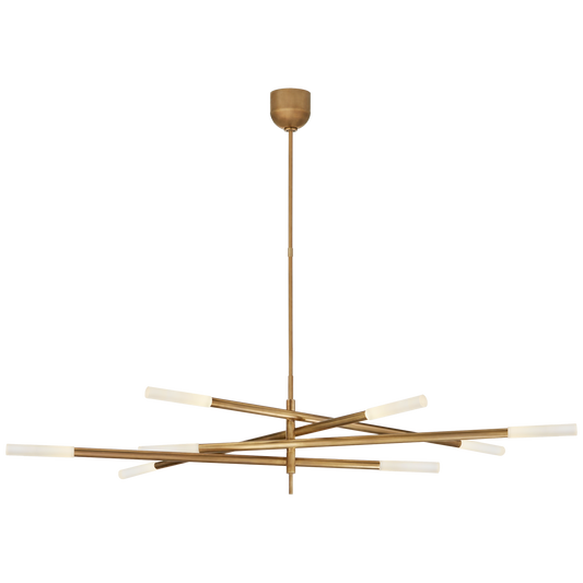 Rousseau Grande Eight Light Articulating Chandelier in Antique-Burnished Brass