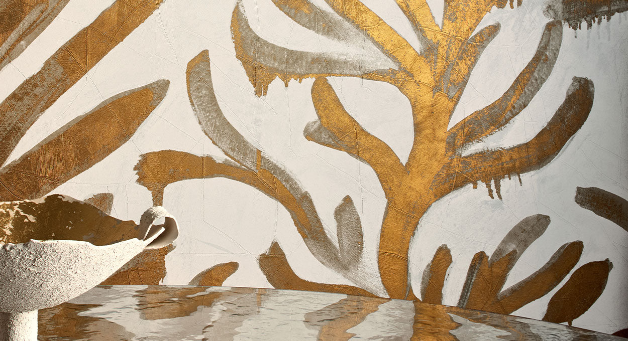 Elitis | Kintsugi Algues dorées 3m x 3m - room scene