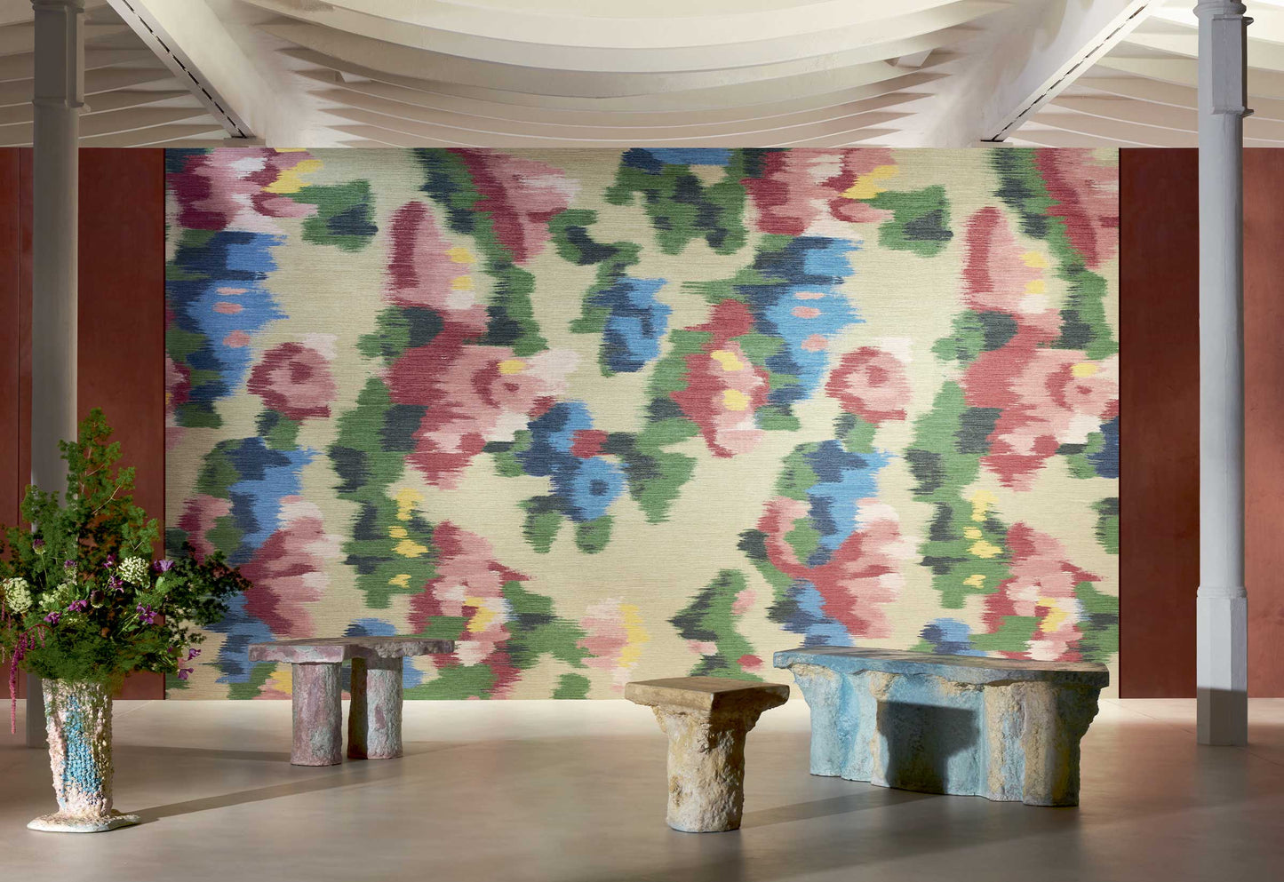 Elitis | Matières à réflexions Abstract floral 3m x 3m VP 981 04 - room scene