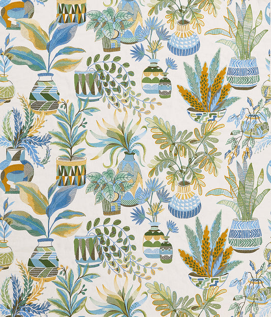 Nina Campbell | Tudeley fabric - Blue / Green / Ochre