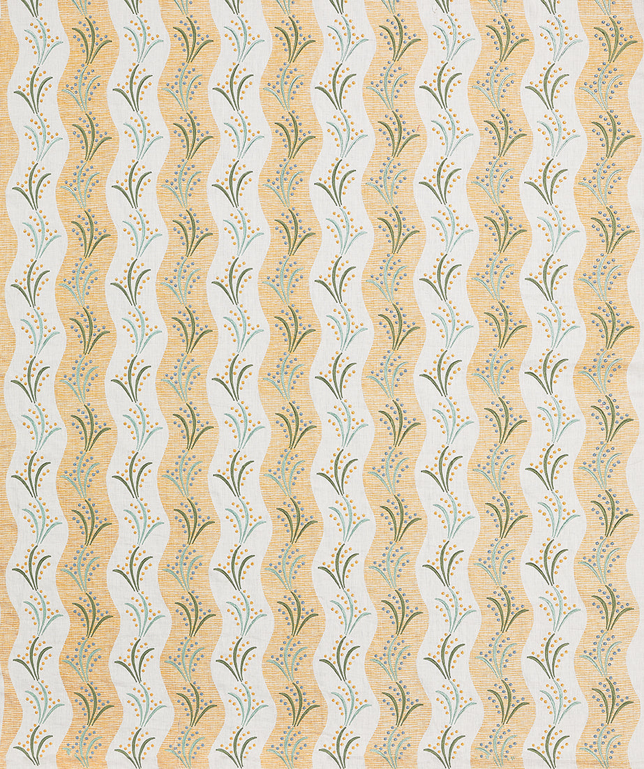 Nina Campbell | Sidney Stripe fabric - Yellow / Eucalyptus / Hyacinth
