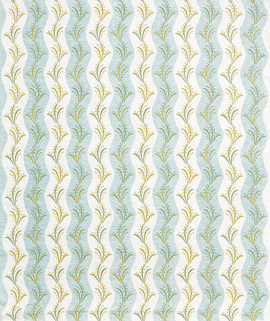 Nina Campbell | Sidney Stripe fabric - Aqua / Green / Yellow
