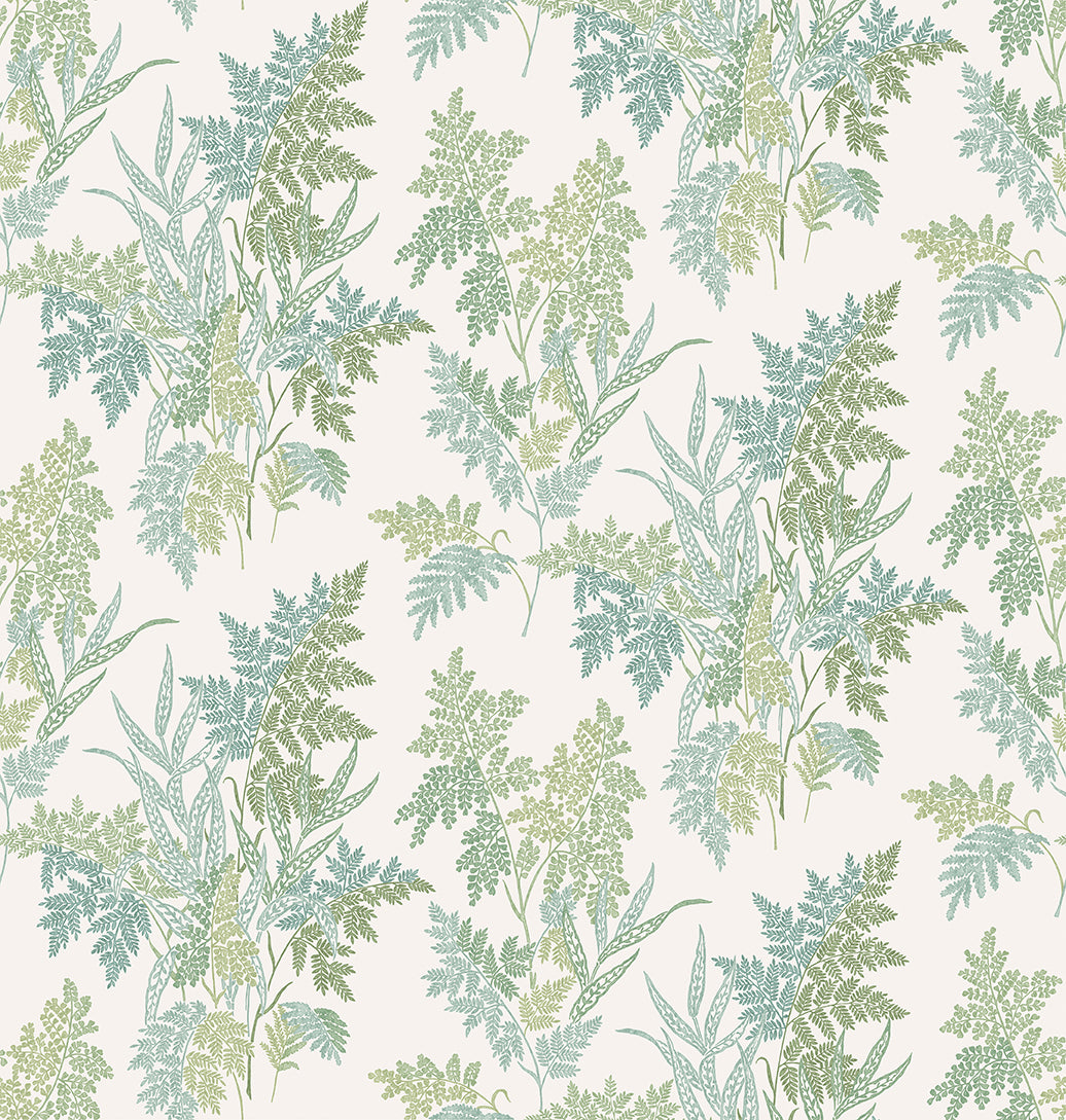 Nina Campbell | Fern Craze fabric - Aqua / Eucalyptus