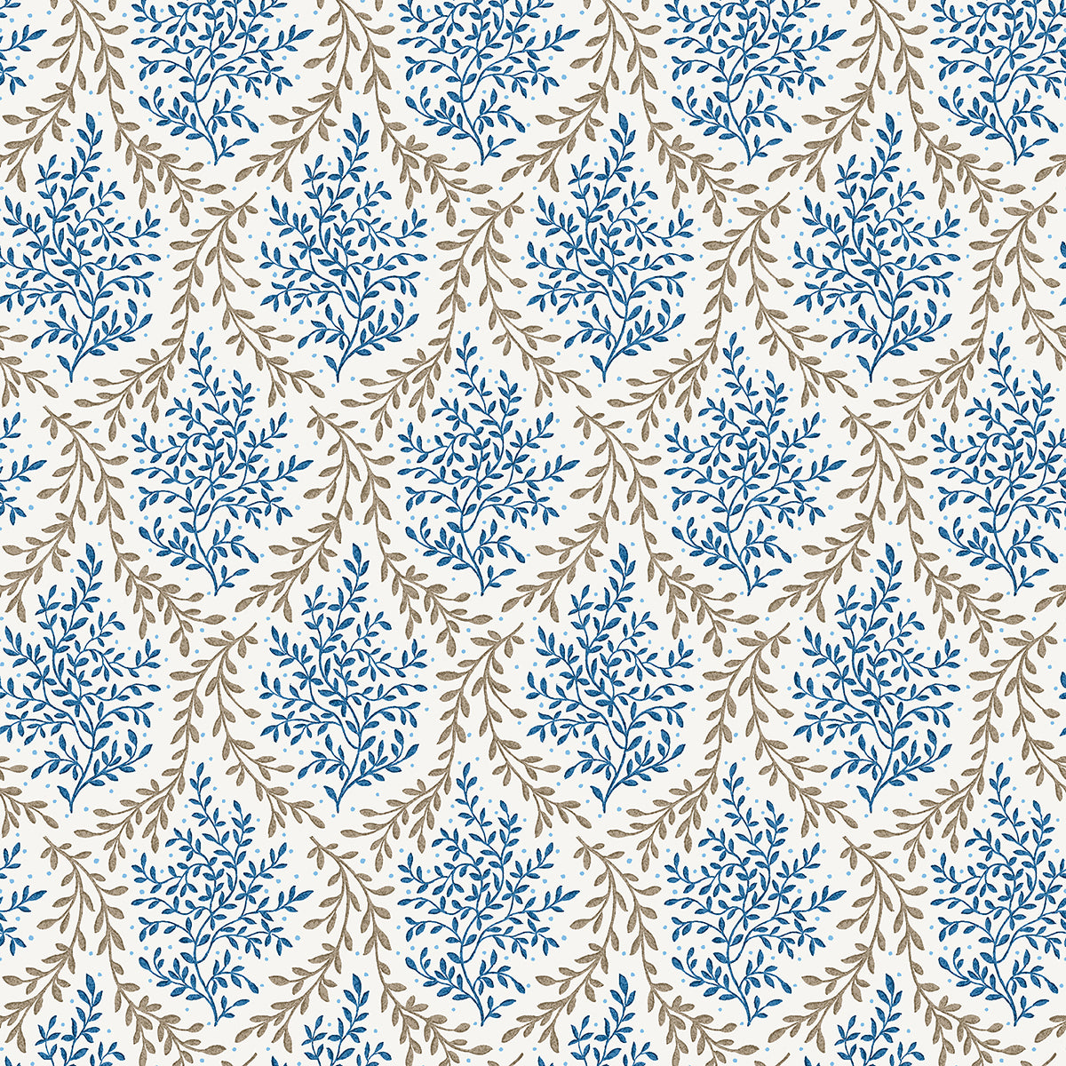 Nina Campbell | Bedgebury fabric - Indigo / Chocolate
